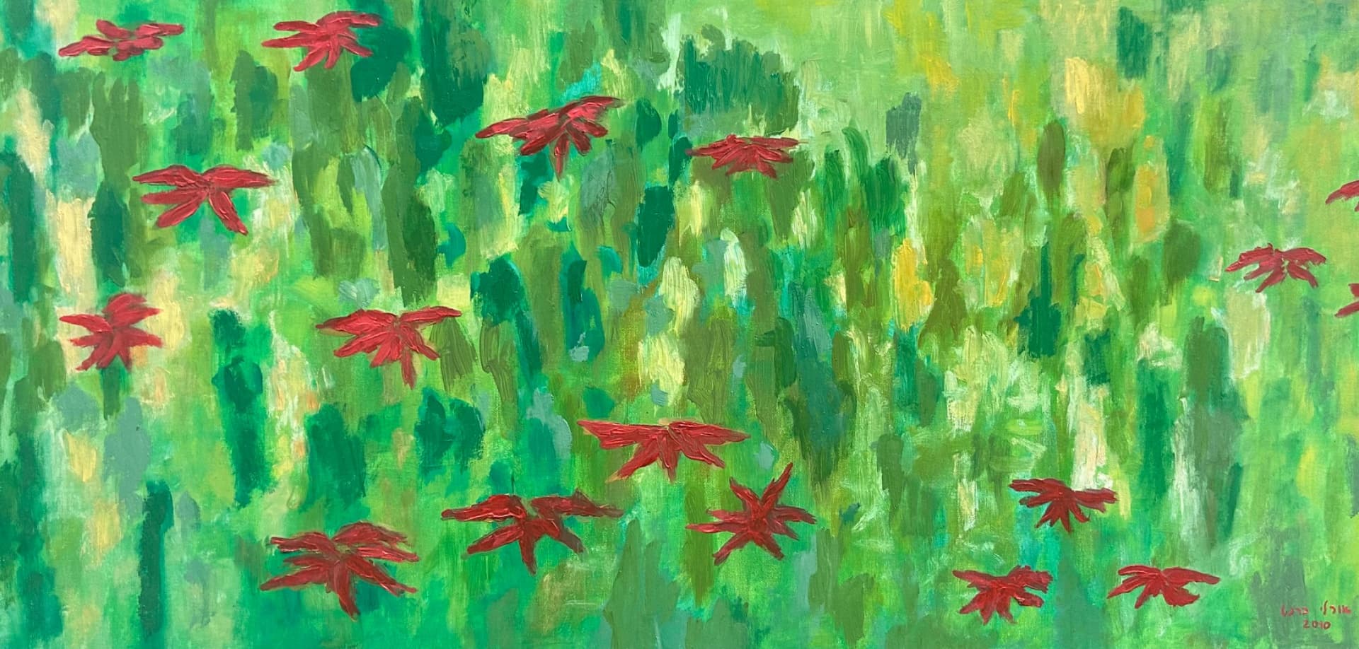 Red Blooms in Green