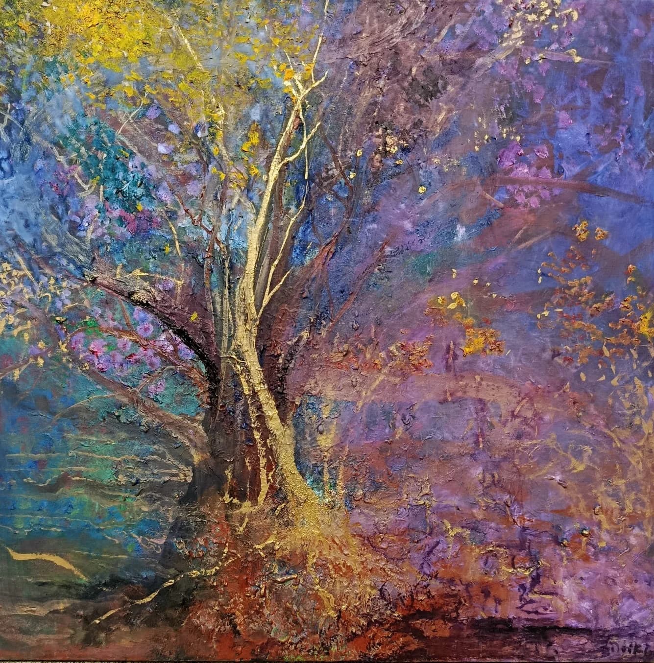 Golden Tree in Violet Light