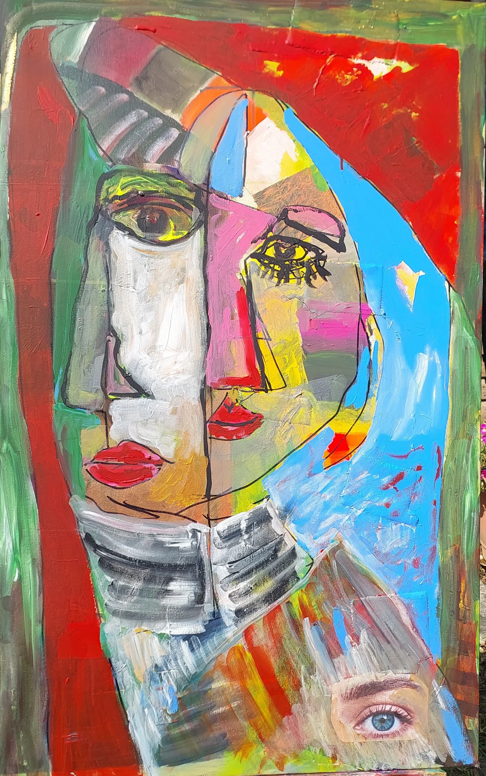 Fragmented Woman in Red