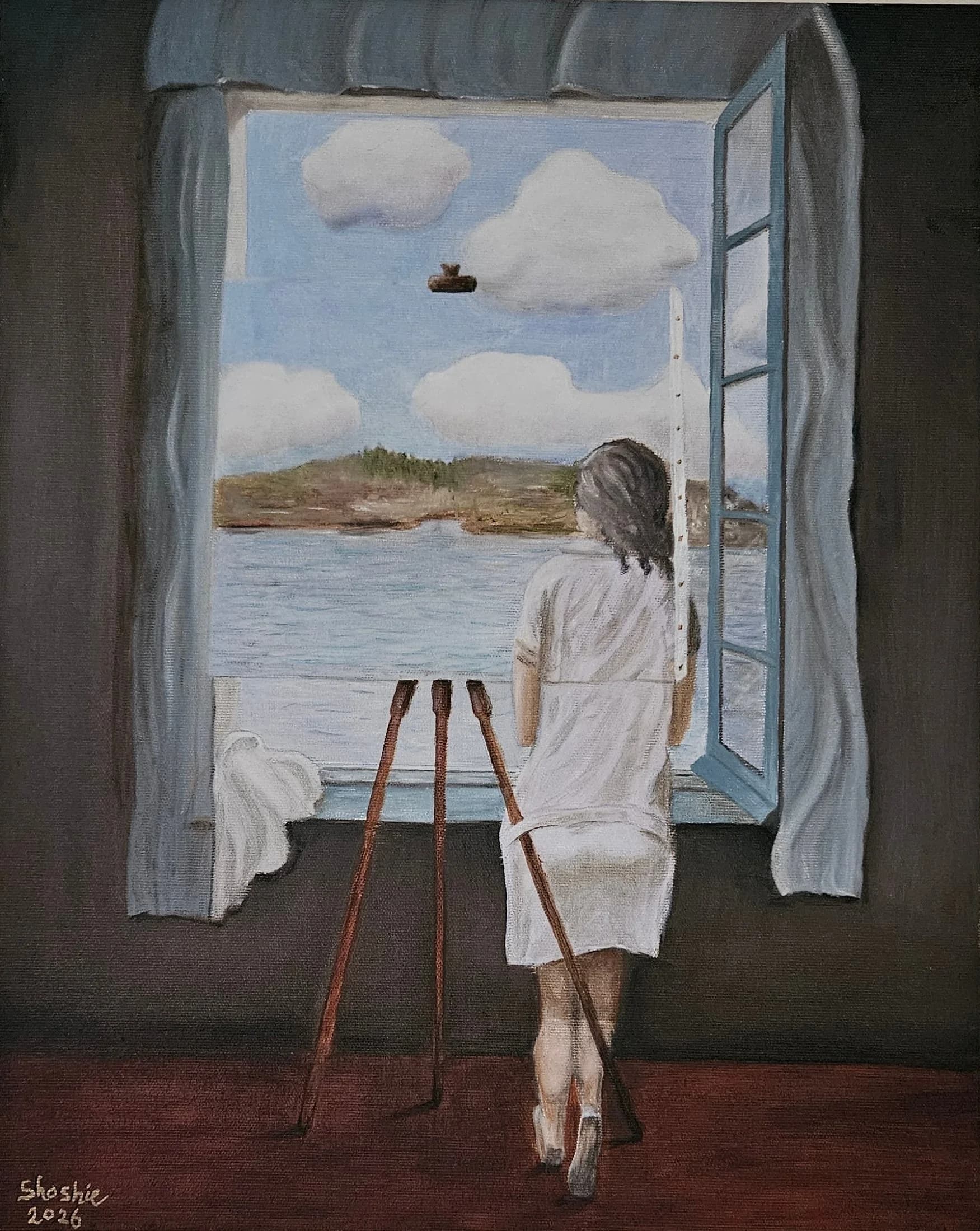Window to the Shore - a tribute with a wink to Dali and Magritte