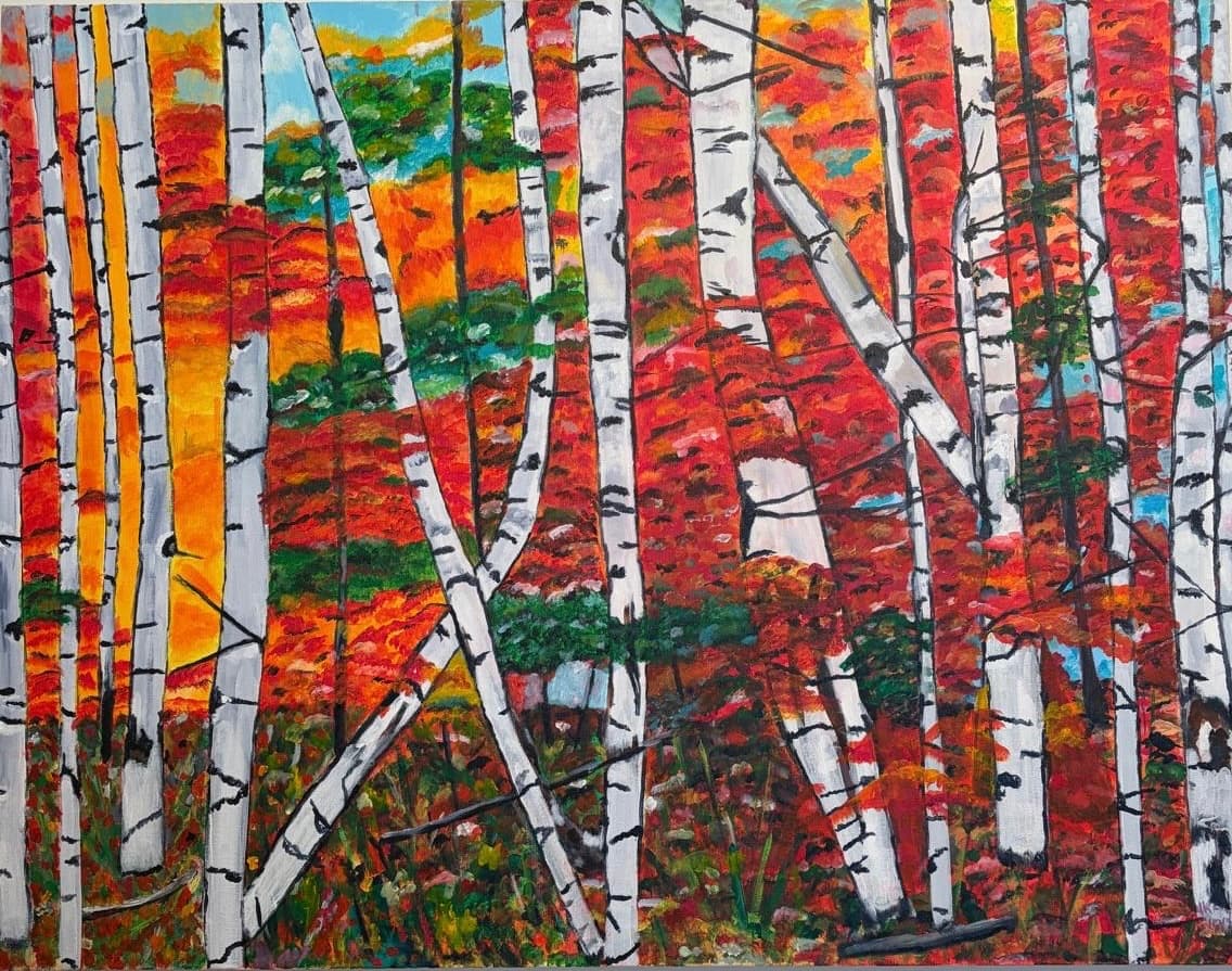 Birches in Autumn Fire