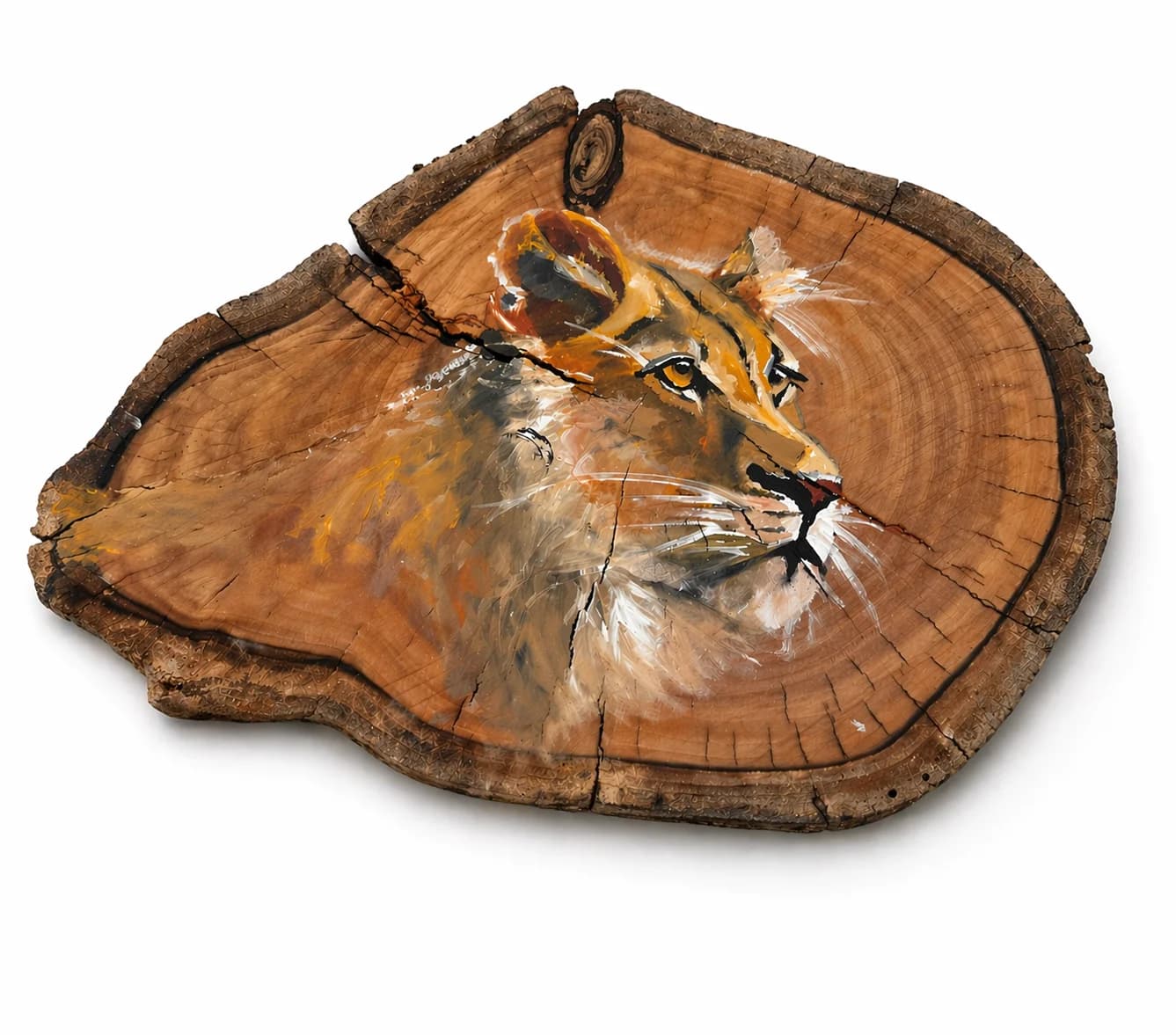 Lioness on Wood