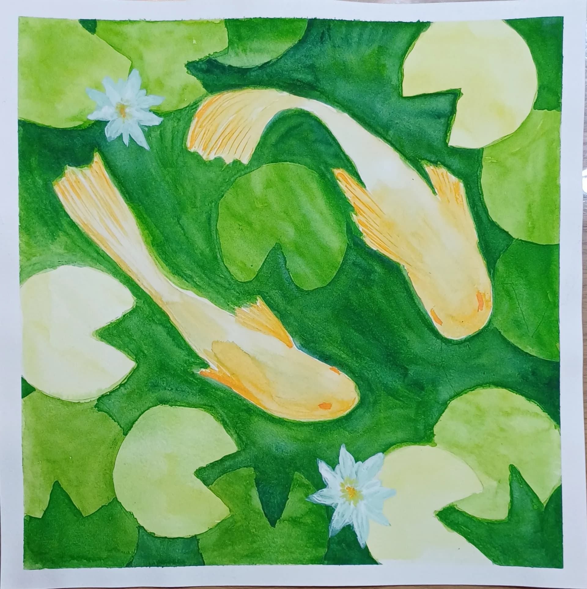 Koi Among Lilies