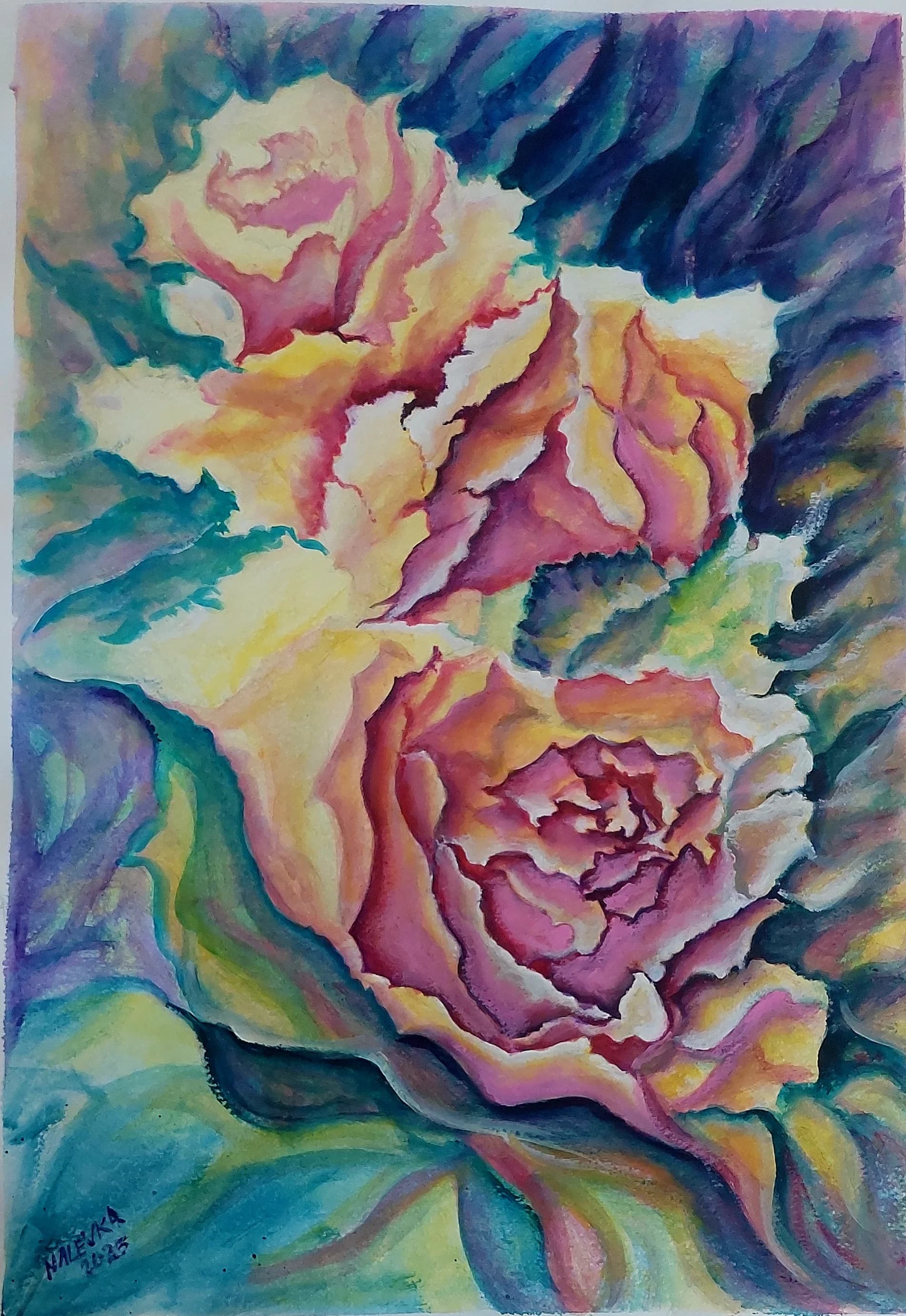 Roses in Teal Light