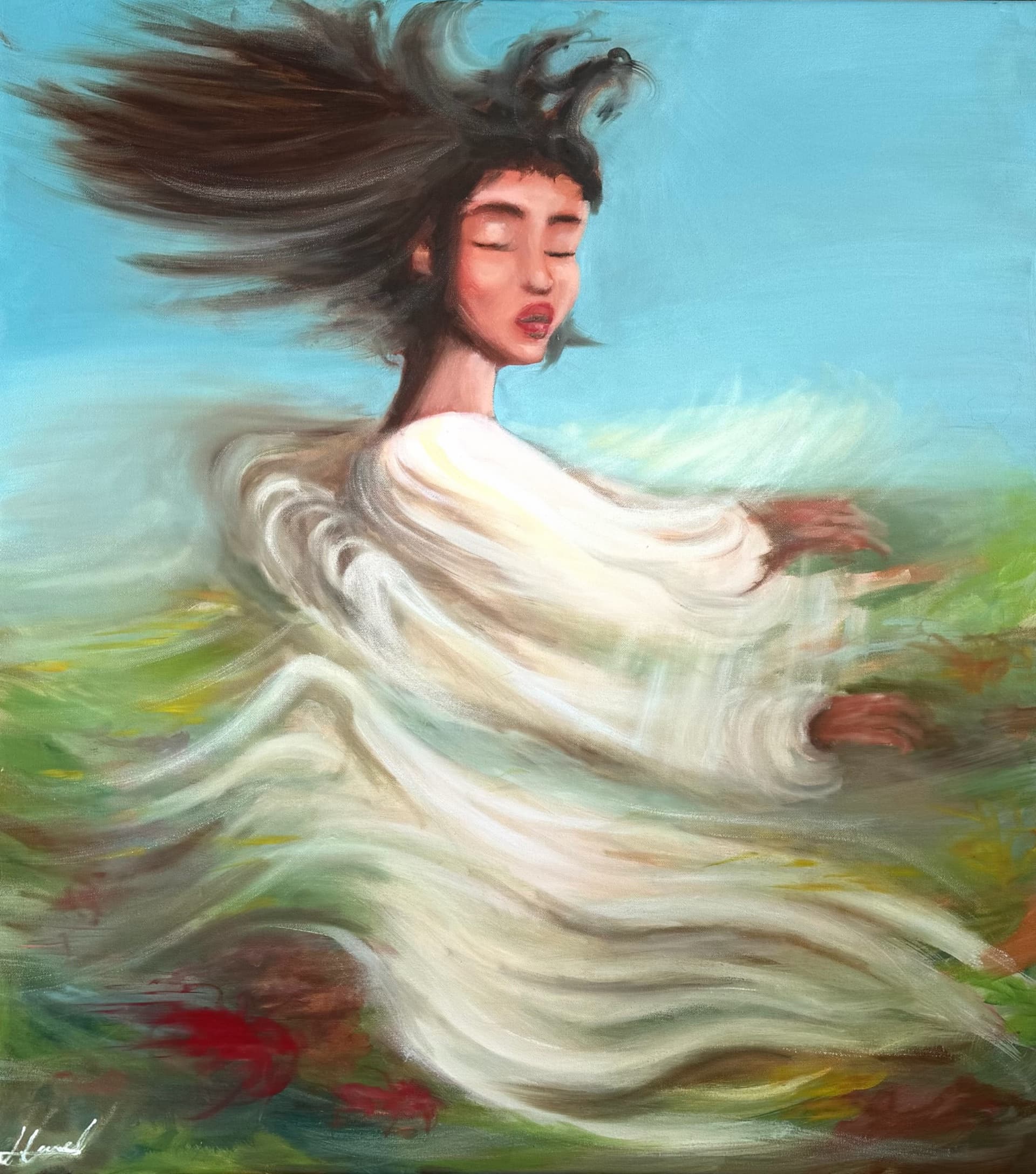 With the wind