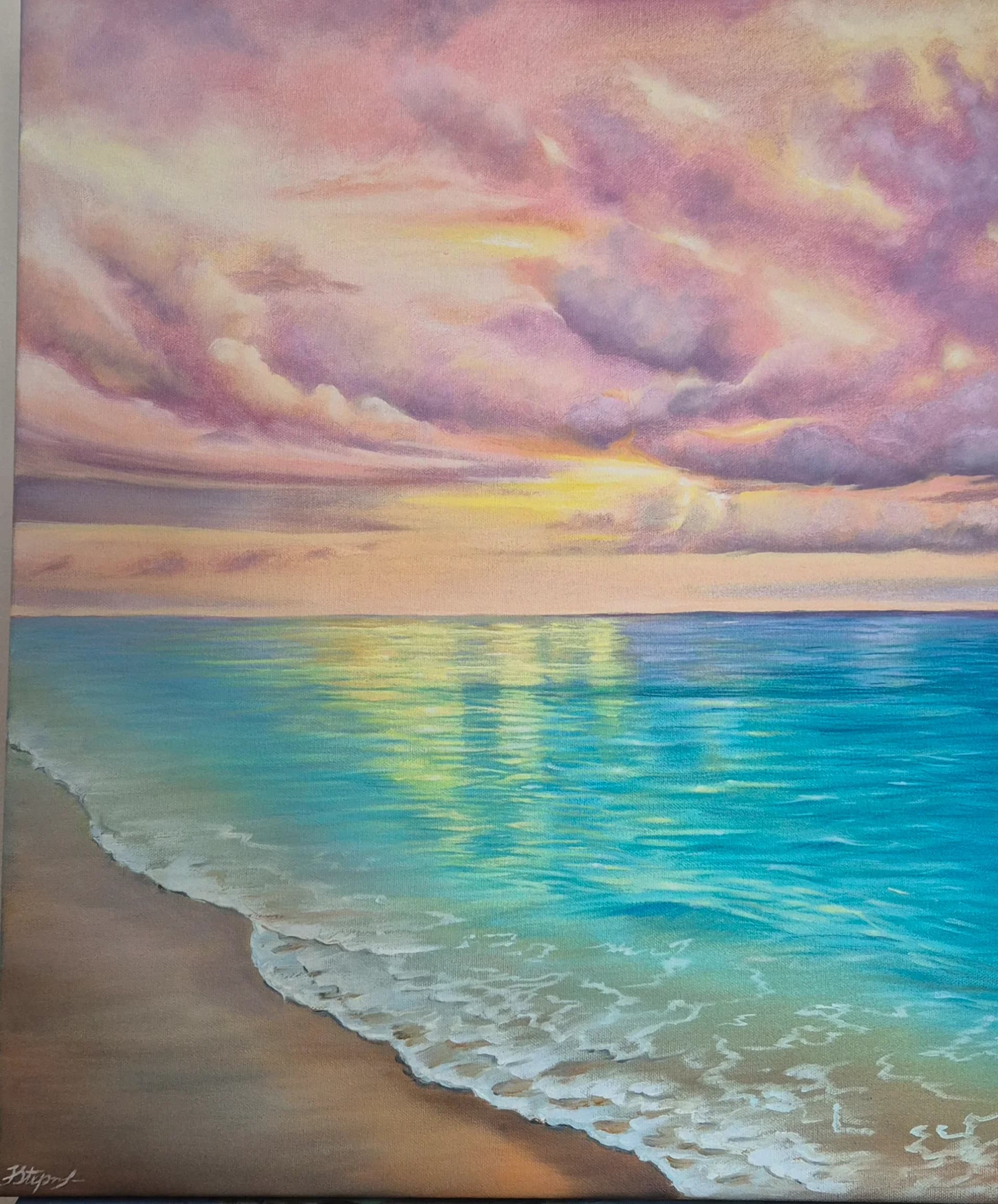 Rose Sunset Over Turquoise Water