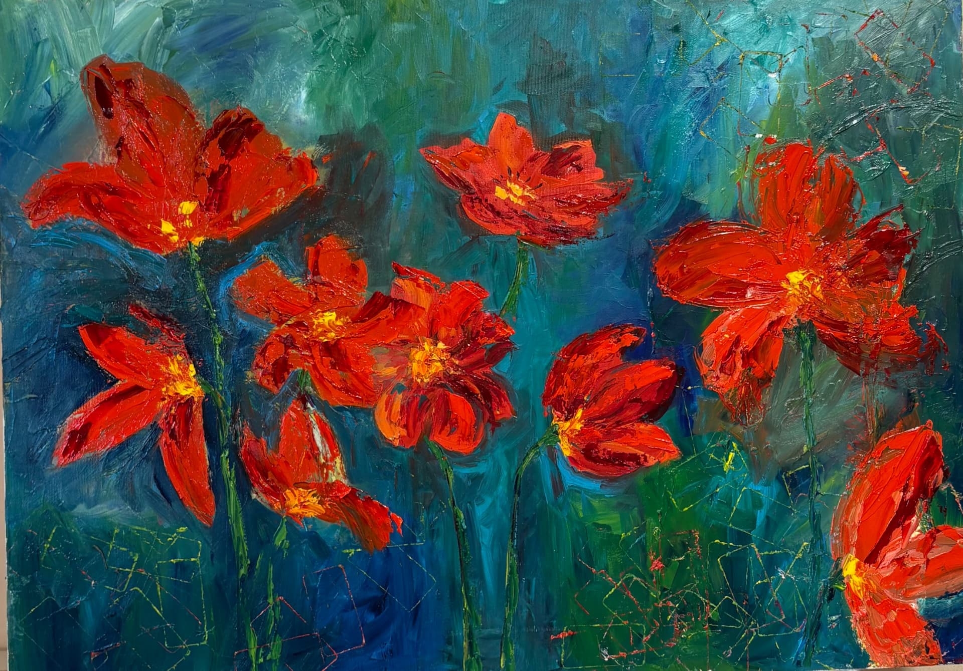 Scarlet Garden in Teal