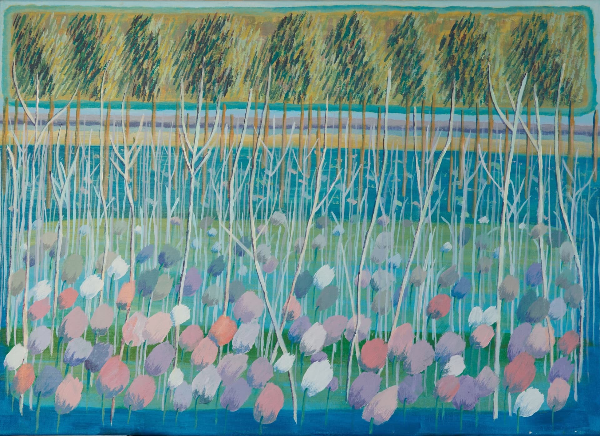 Anemones among the dry reeds