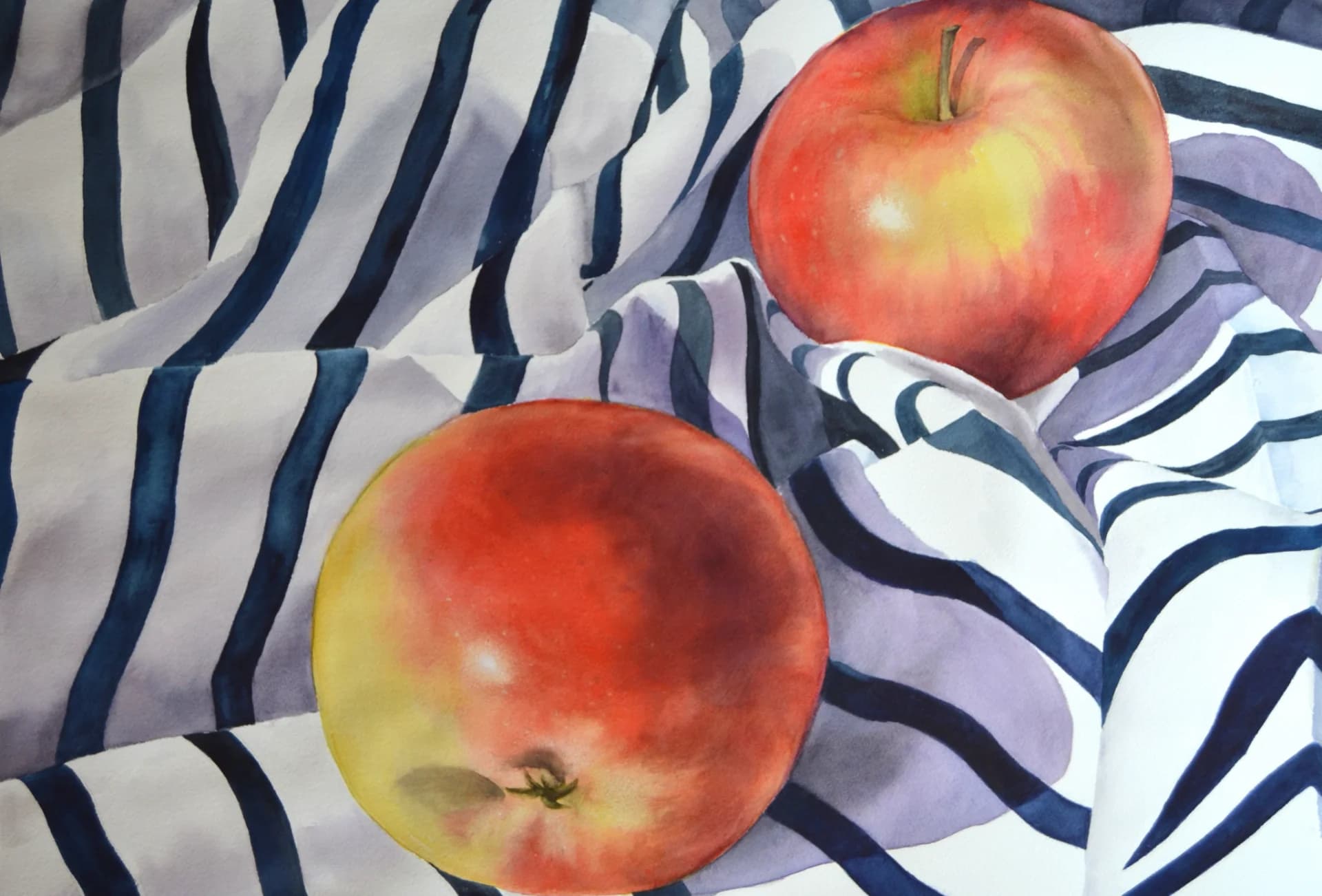 Apples on Striped Cloth