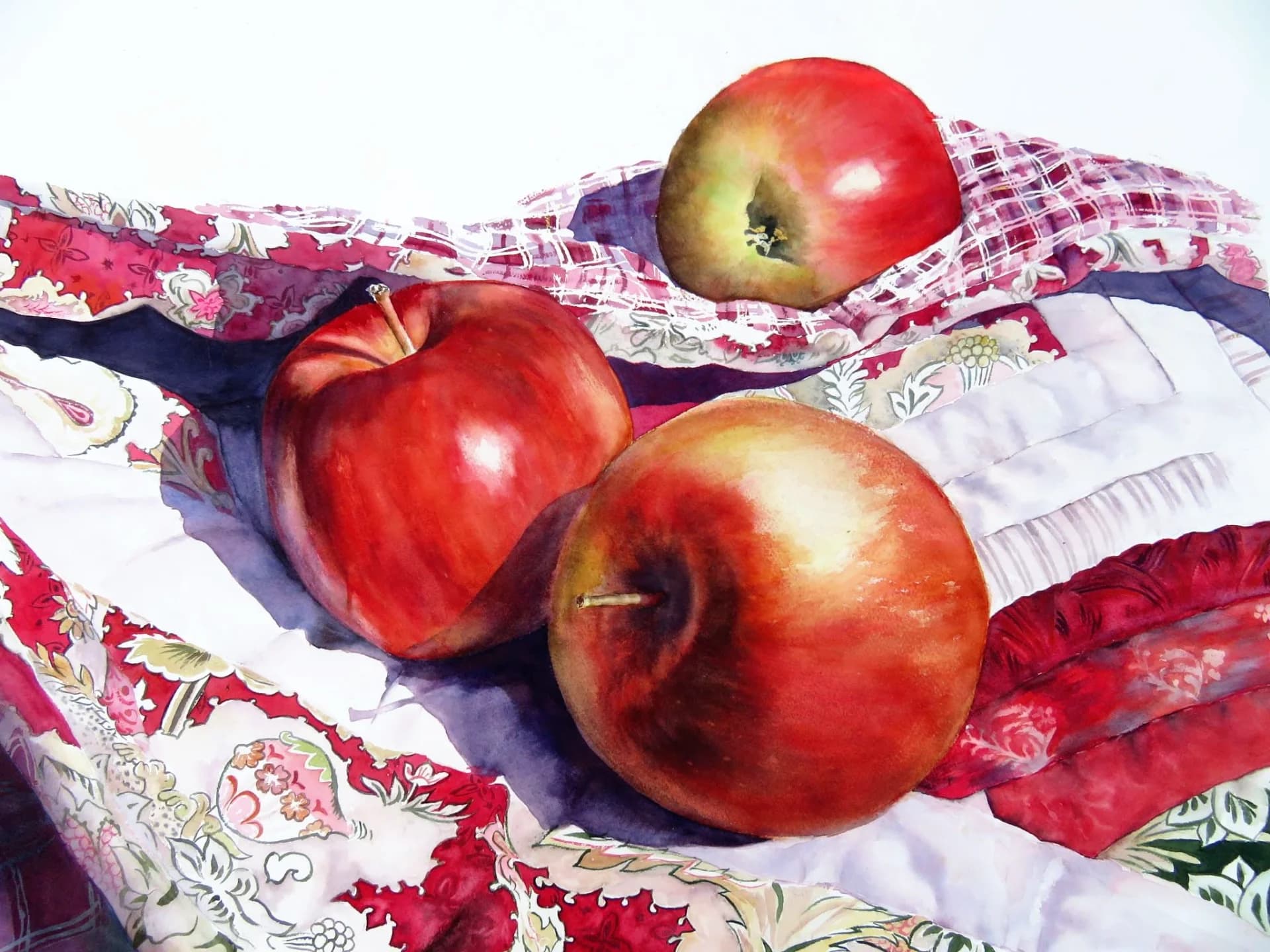 Apples on Patterned Cloth