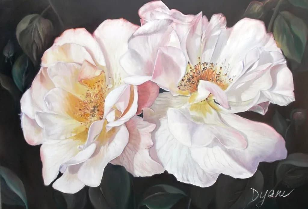 Pale Roses in Shadow