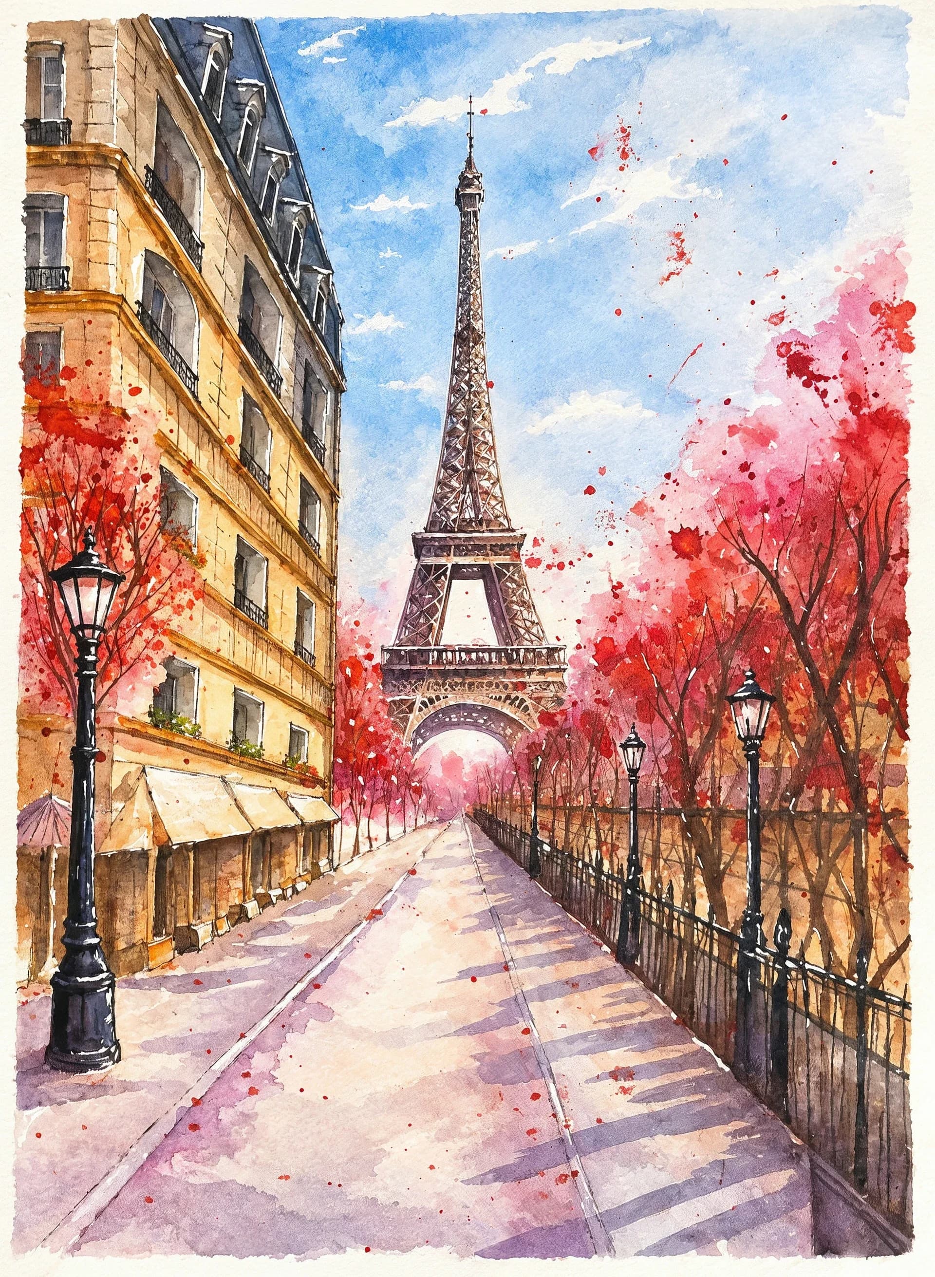 Autumn Path to the Eiffel Tower