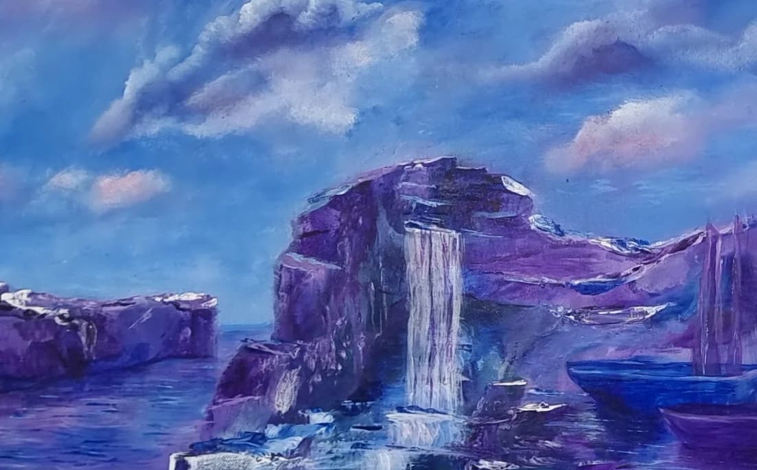 Violet Cliffs Under Open Sky