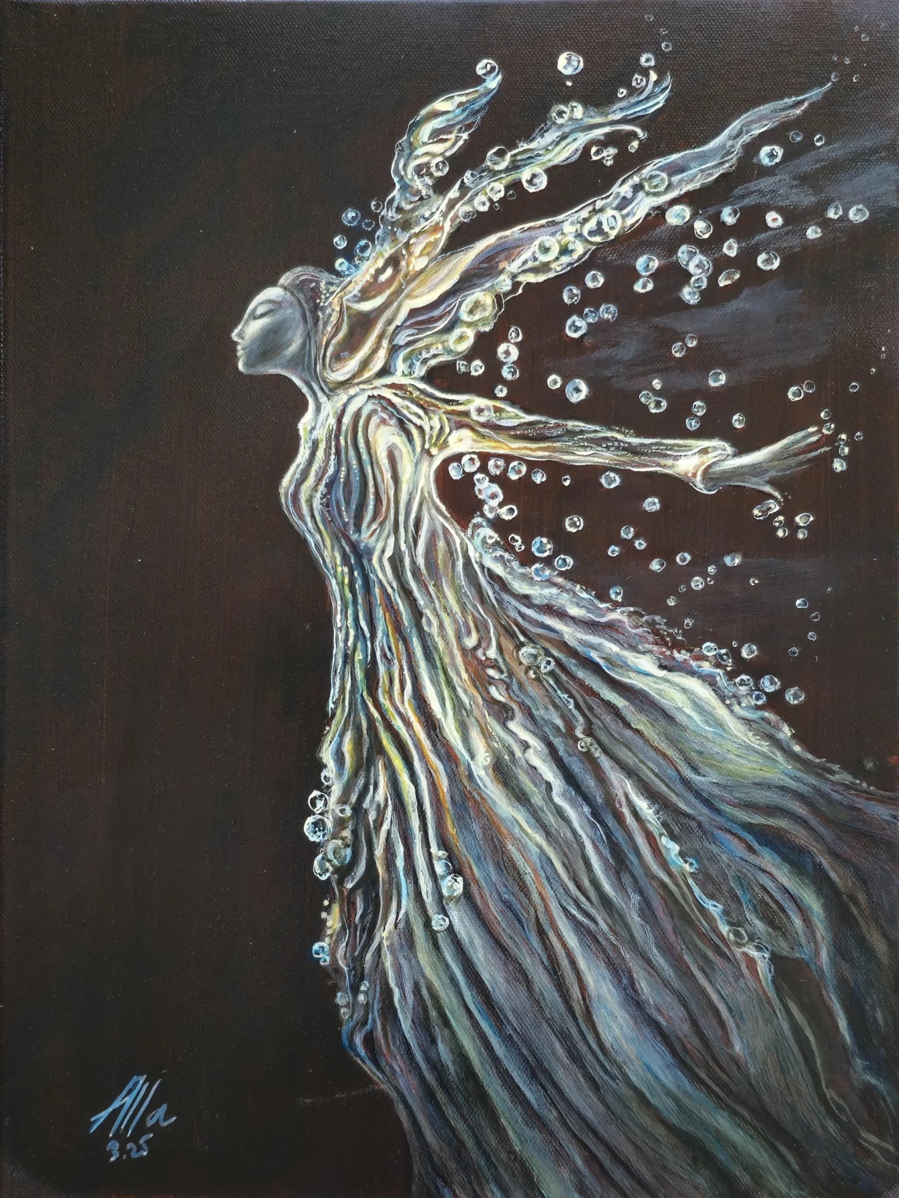 Water Spirit – Flowing Female Figure in Motion
